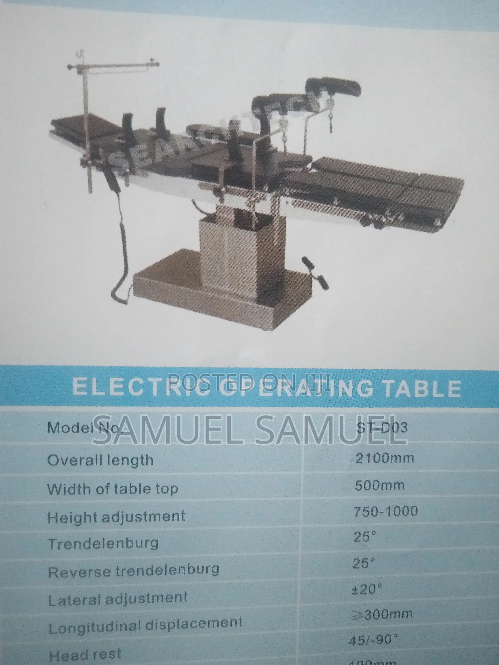 Operating Table (ST-D01, ST-D03 ST-3008A) Electric Manual