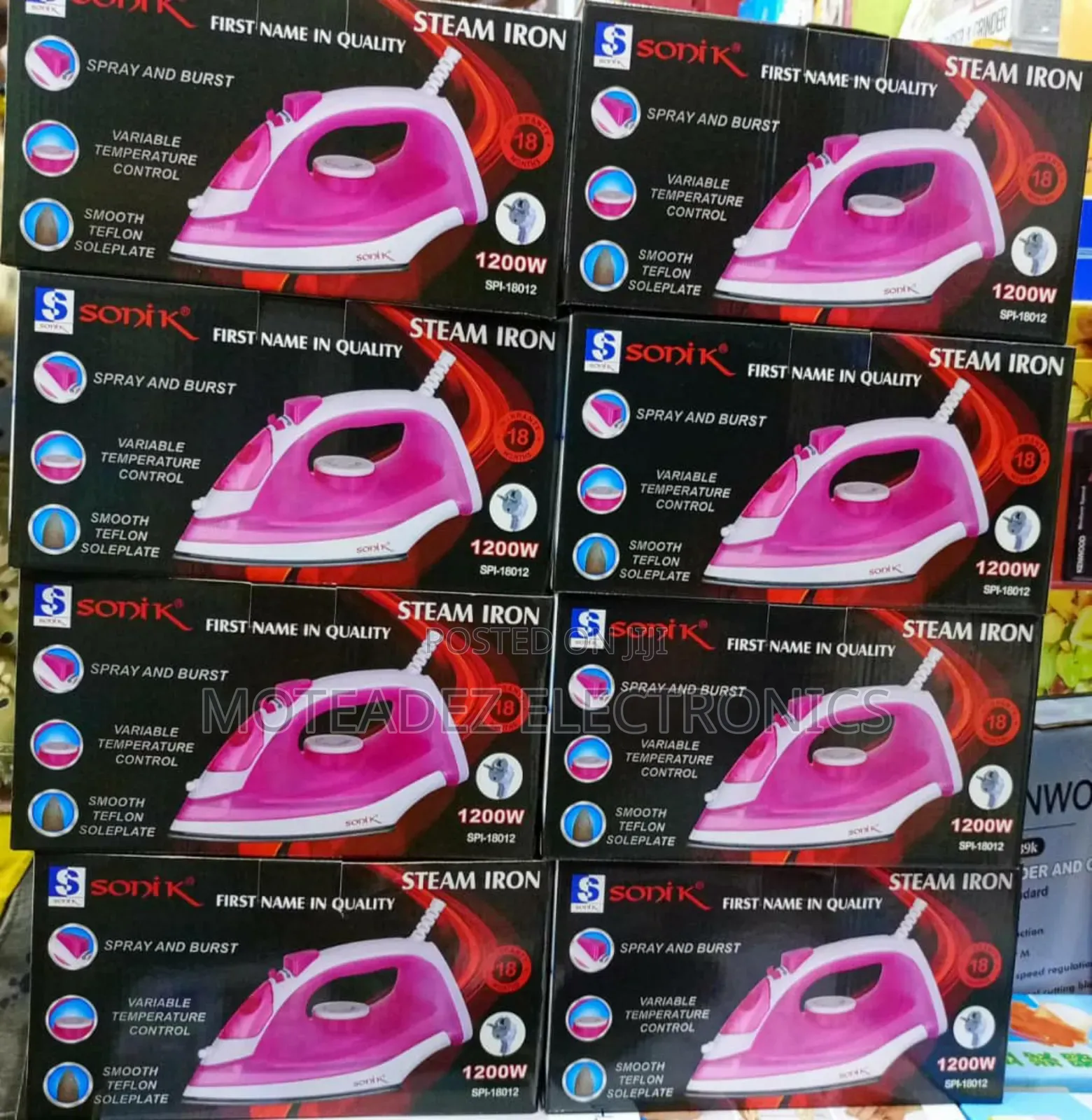 Sonik 1200w Teflone Sole Plate Non Stick Quality Steam Iron