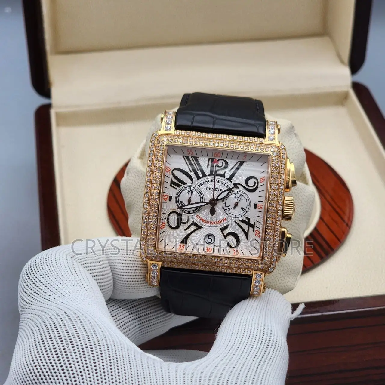 Franck Muller Iced Quality Luxury Genuine Leather Wristwatch