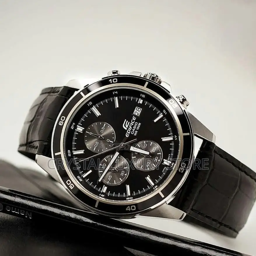 Casio Edifice Quality Luxury Men Genuine Leather Wristwatch