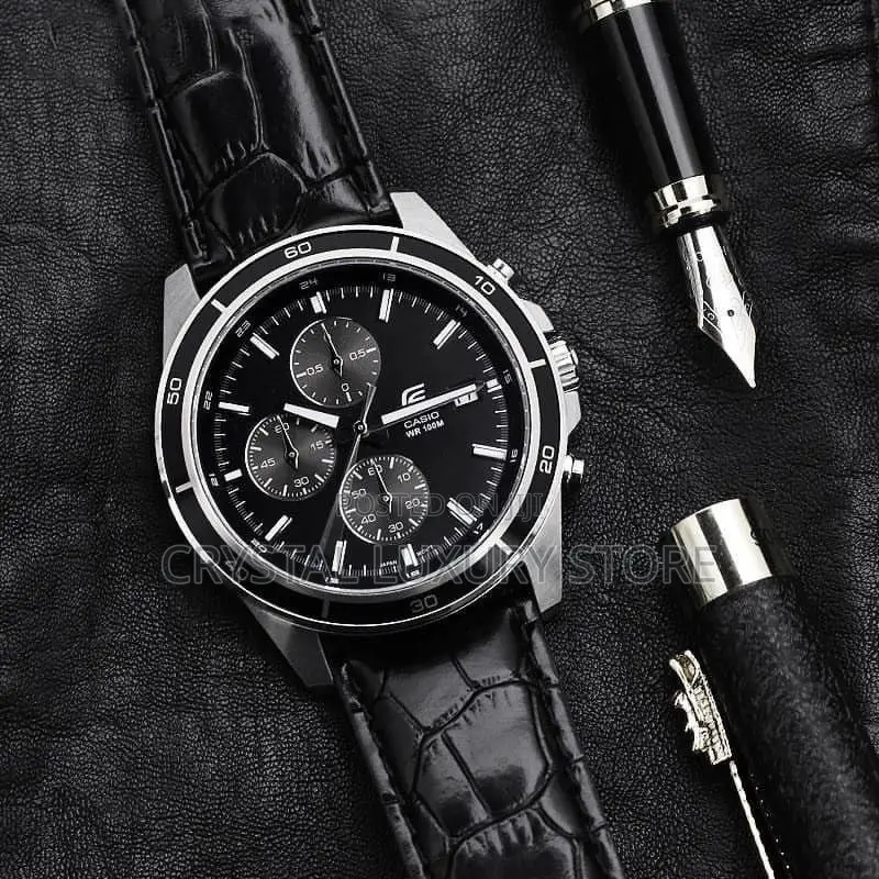 Casio Edifice Quality Luxury Men Genuine Leather Wristwatch