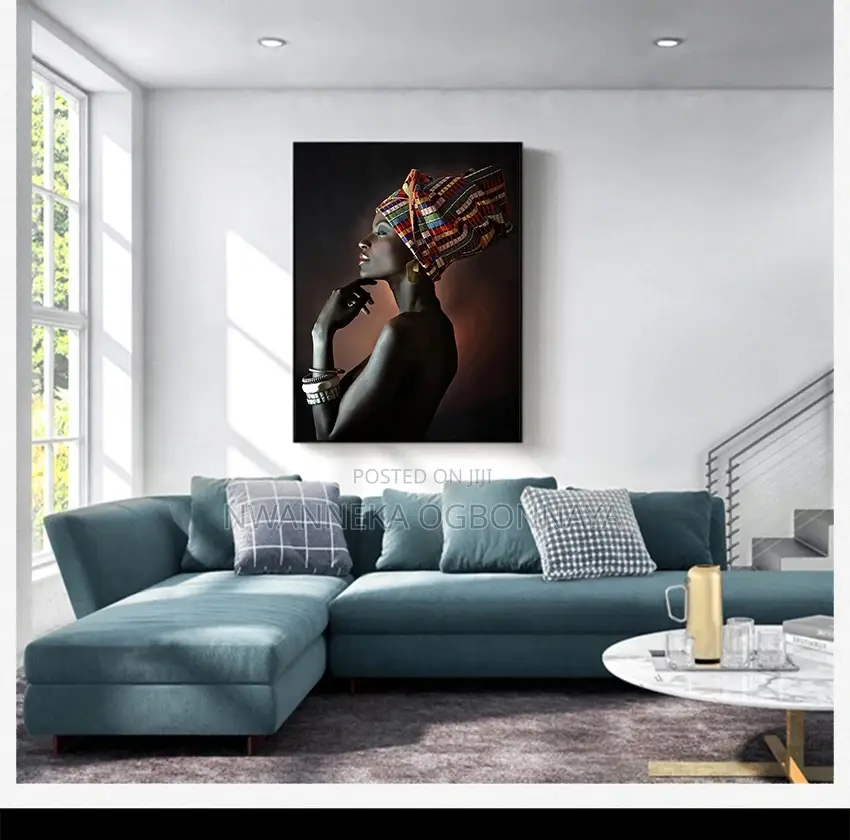 African Woman Indian Headband Portrait Canvas