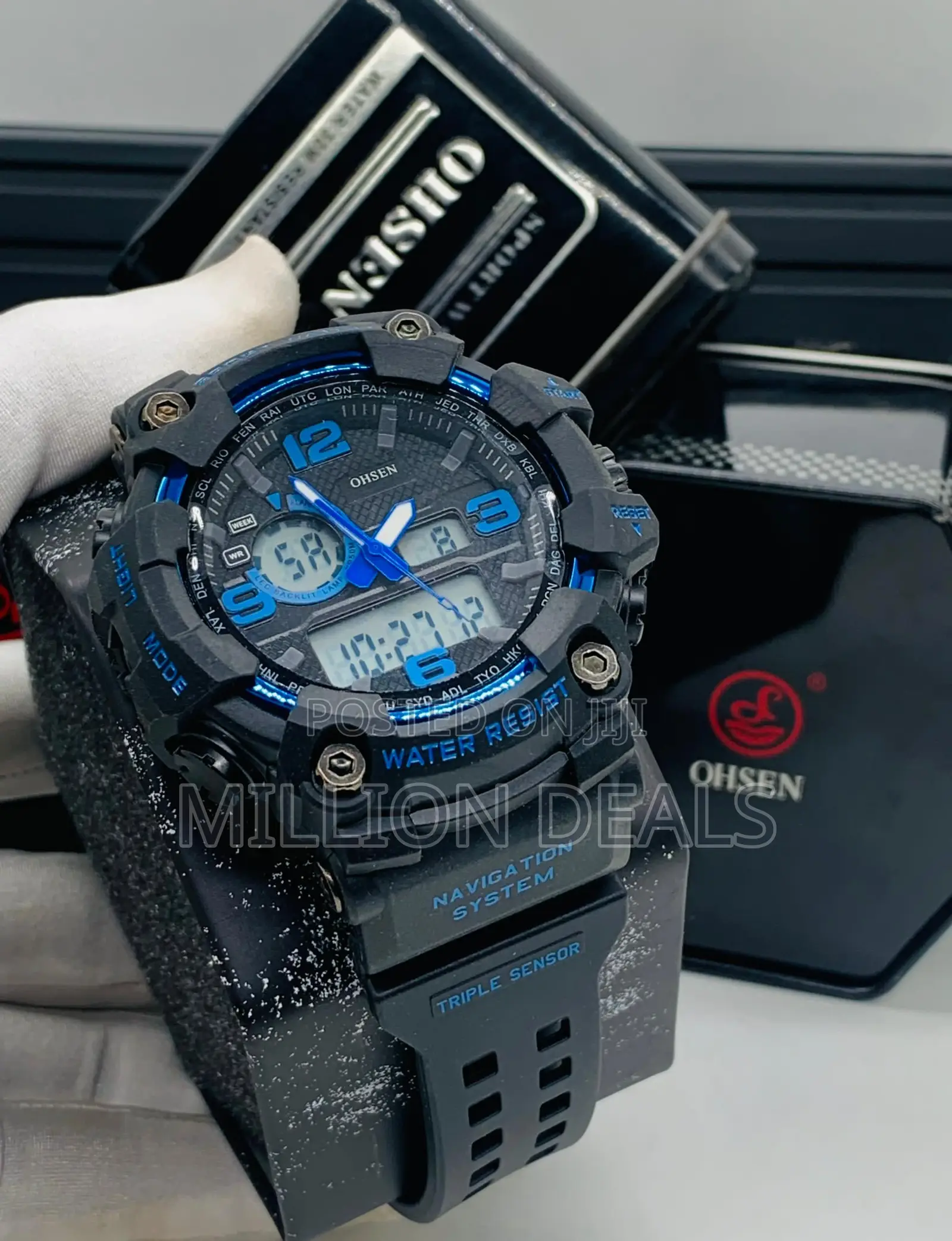Rubber Strap Dual Led 2024 Ohsen Men’S Wrist Watch