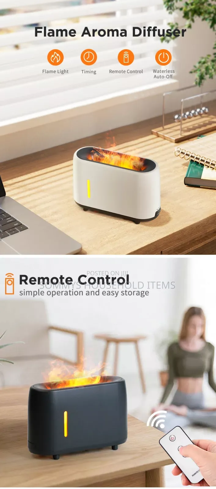 Aroma Diffuser With Flame Humidifier