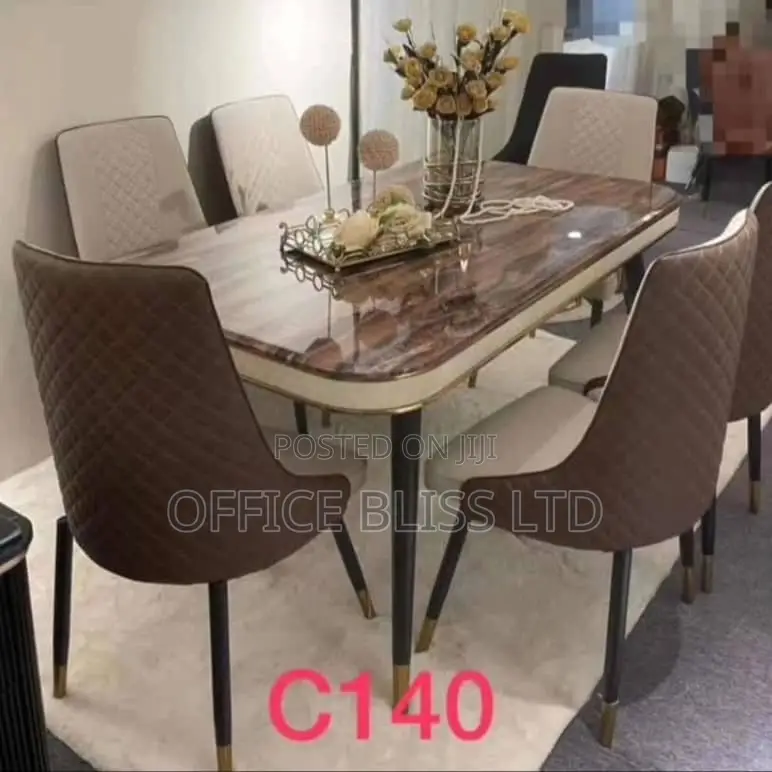 New Modern Dinning Table and Chairs - 6 Seater - BROWN