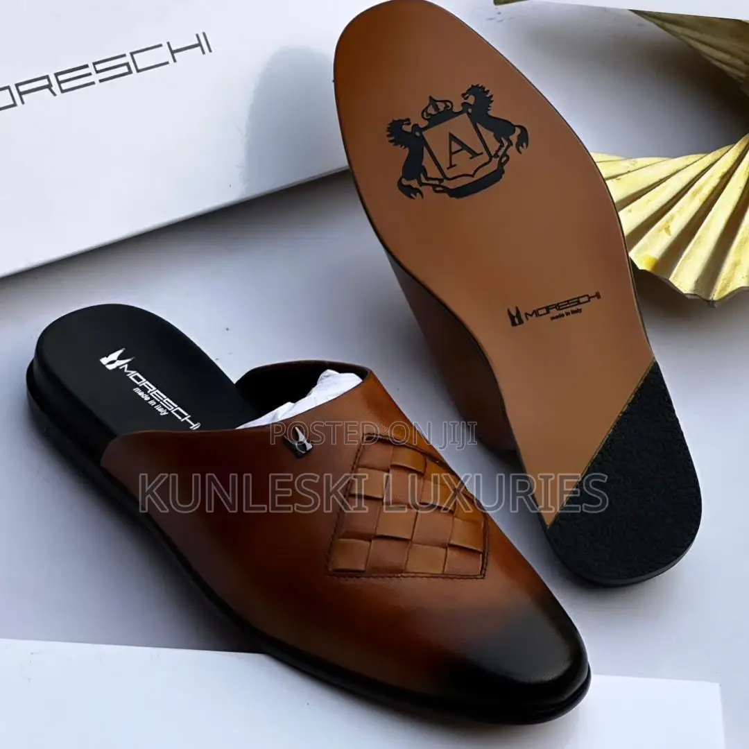 Original Moreschi Leather Mule Shoes for Men in Two Colors