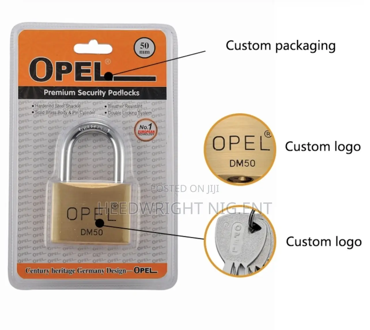 70mm Opel Brass Security Padlock