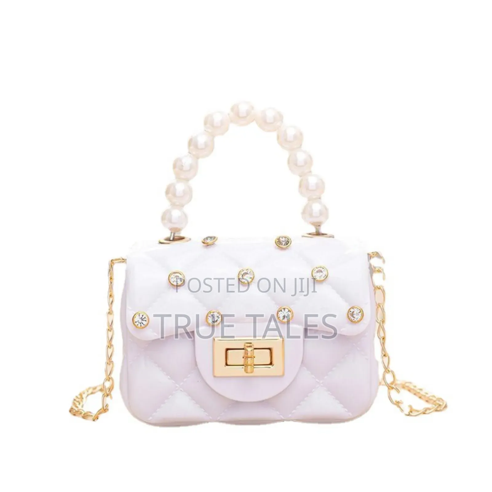 Girl's Stone Embellished Hand Bag With Chain Beaded Straps