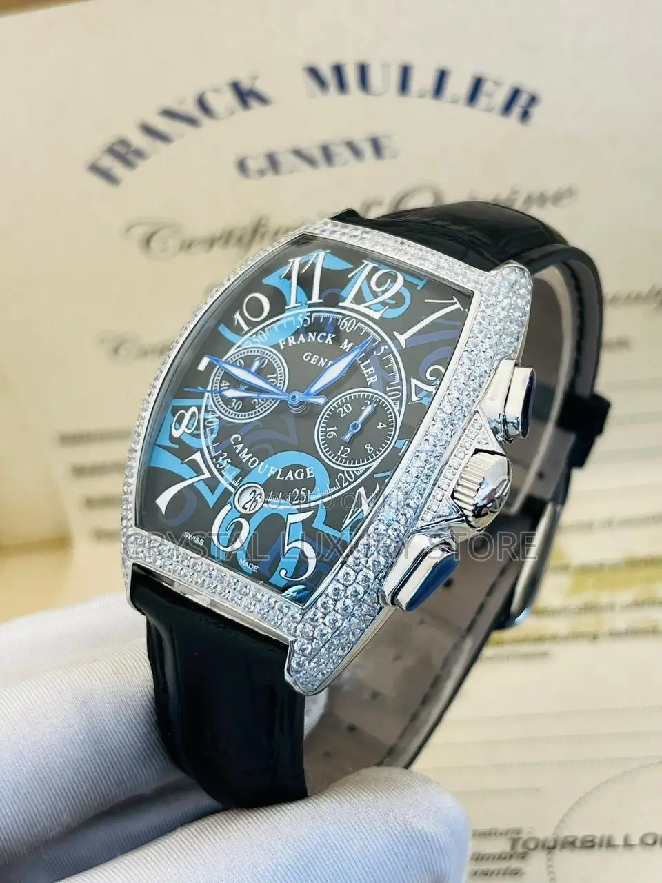 Franck Muller Iced Quality Luxury Genuine Leather Wristwatch