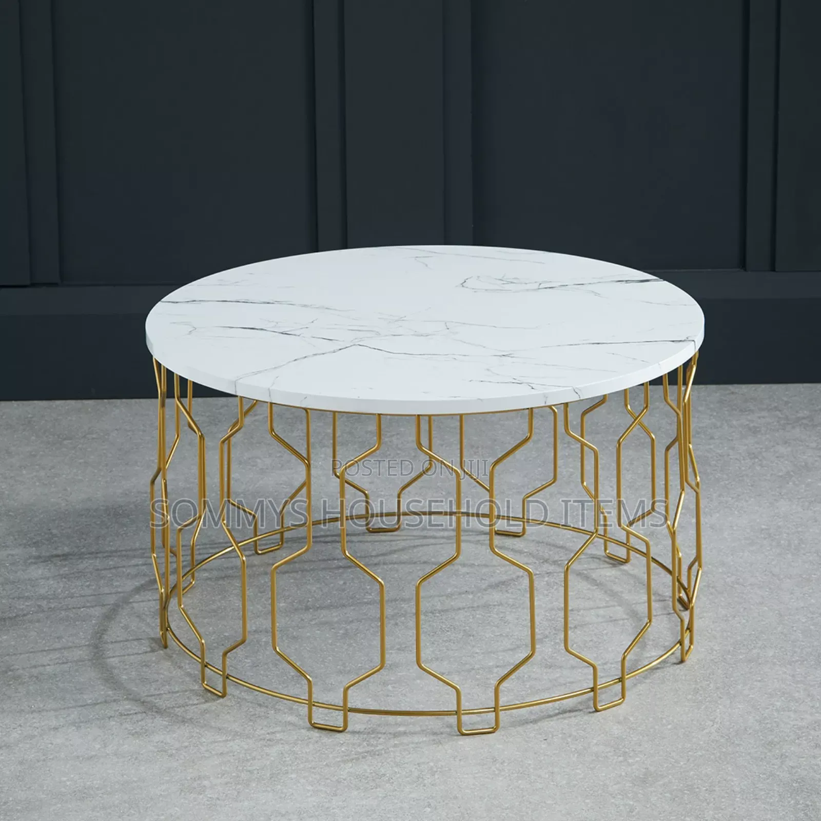 White Wooden Top Center Table (Size W63cm X H37cm X D63cm)