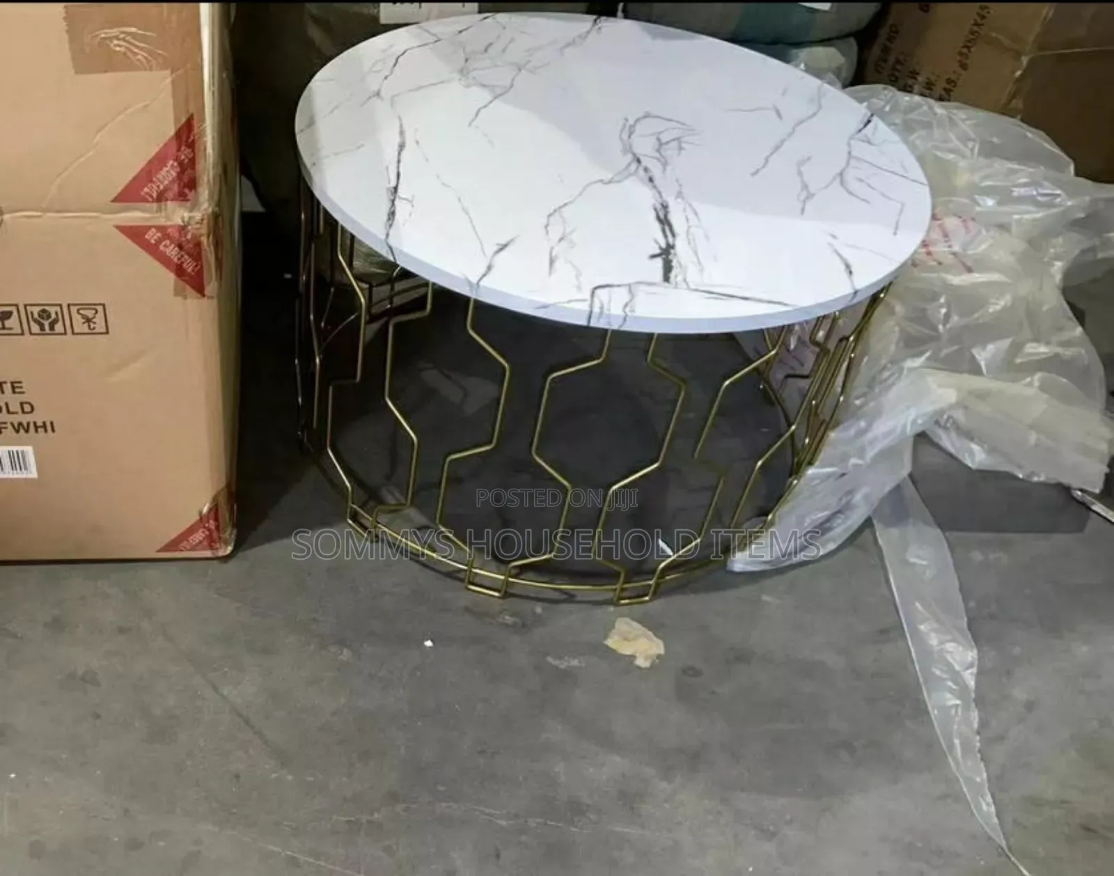 White Wooden Top Center Table (Size W63cm X H37cm X D63cm)