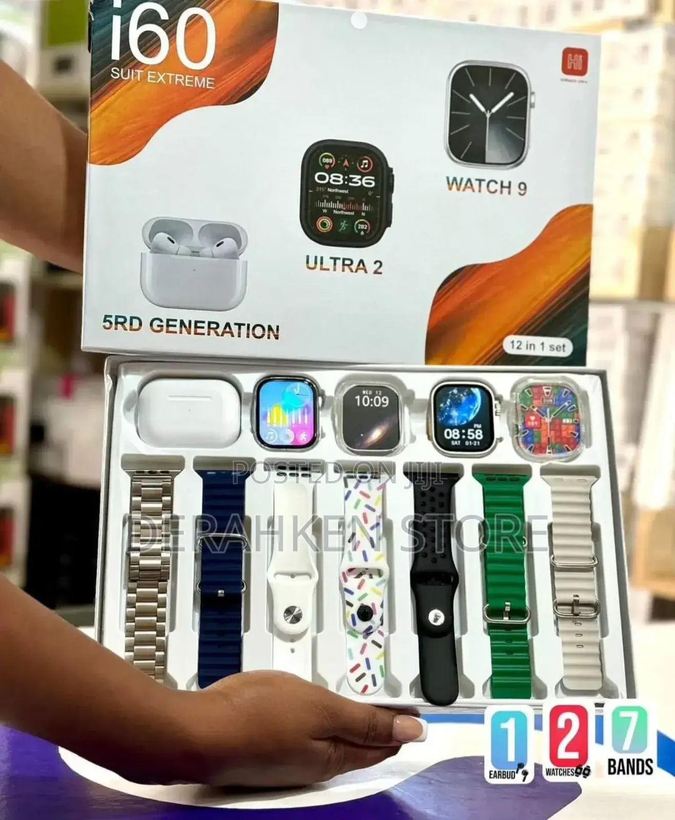 I60 Ultra Smart Watch With 2 Watches, Airpod Pro 7 Straps