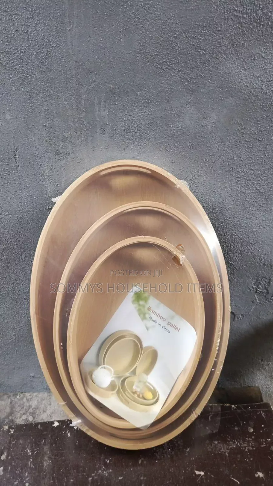 3set Oval Bamboo Tray
