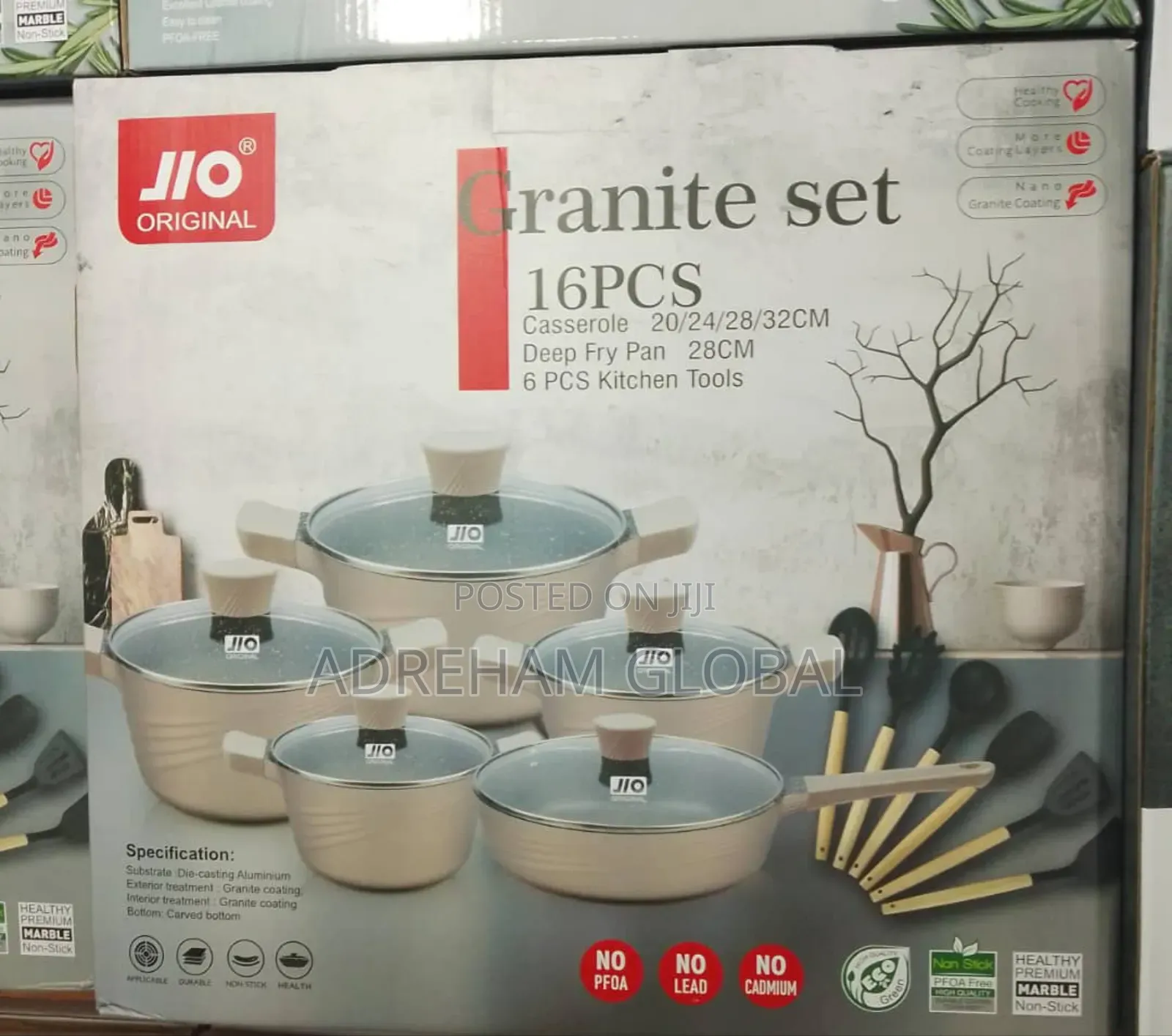 16pcs Jio Granite Pot Set With Silicon Spoon