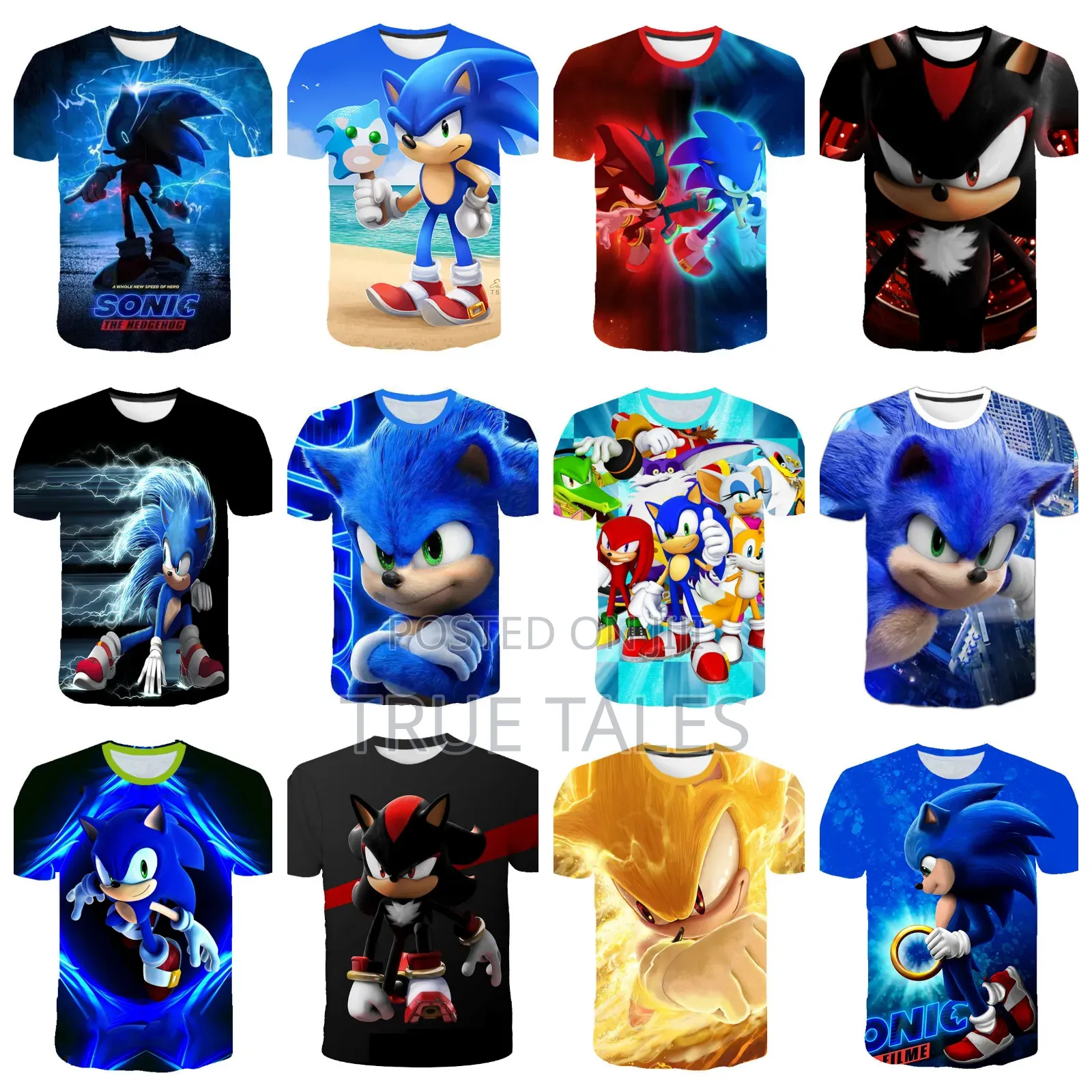 Sonic Character Round Neck T-shirt/Tops Ages 2 To 18years