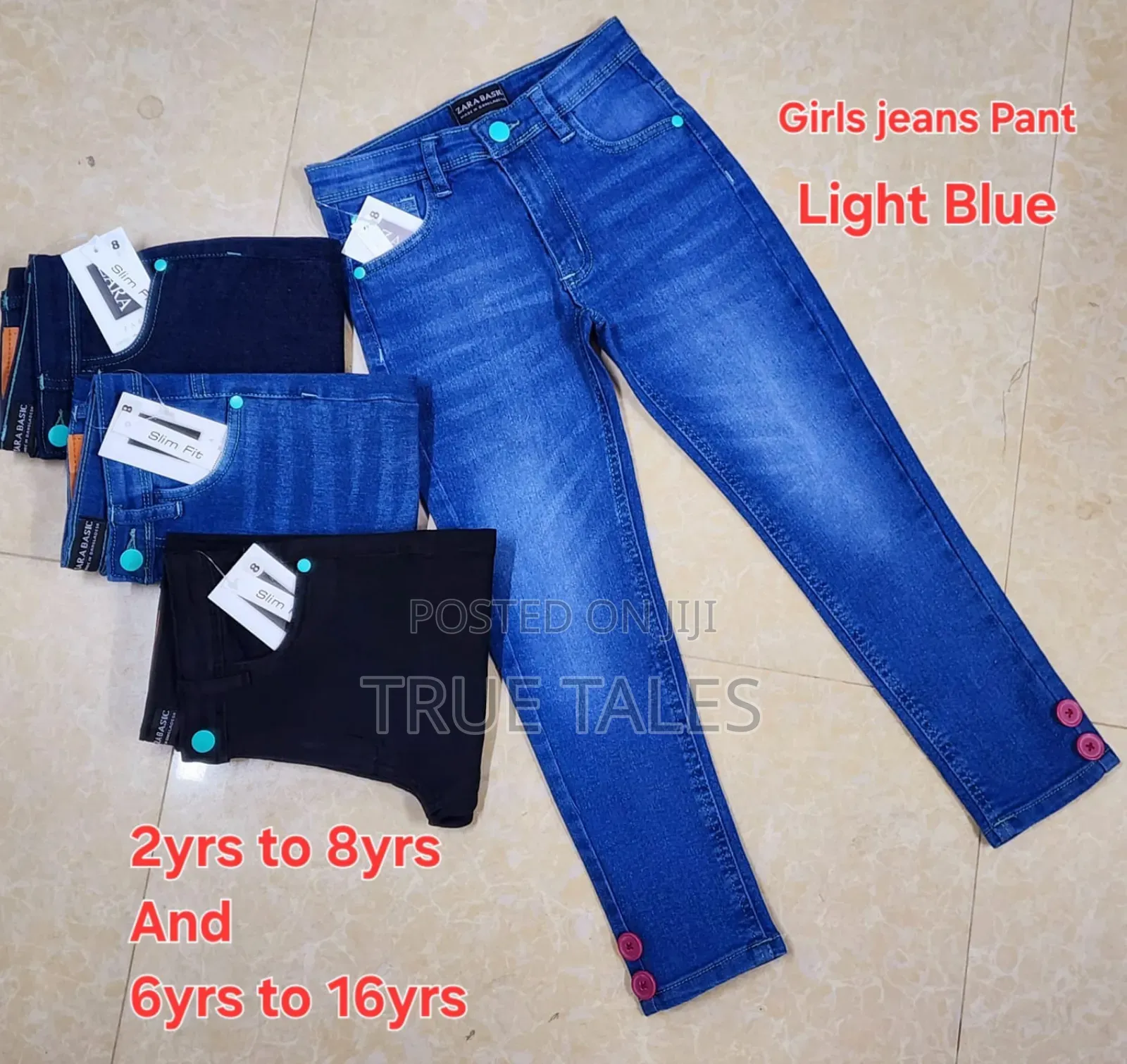 Girl's 3⁄4 Denim Jeans With Button