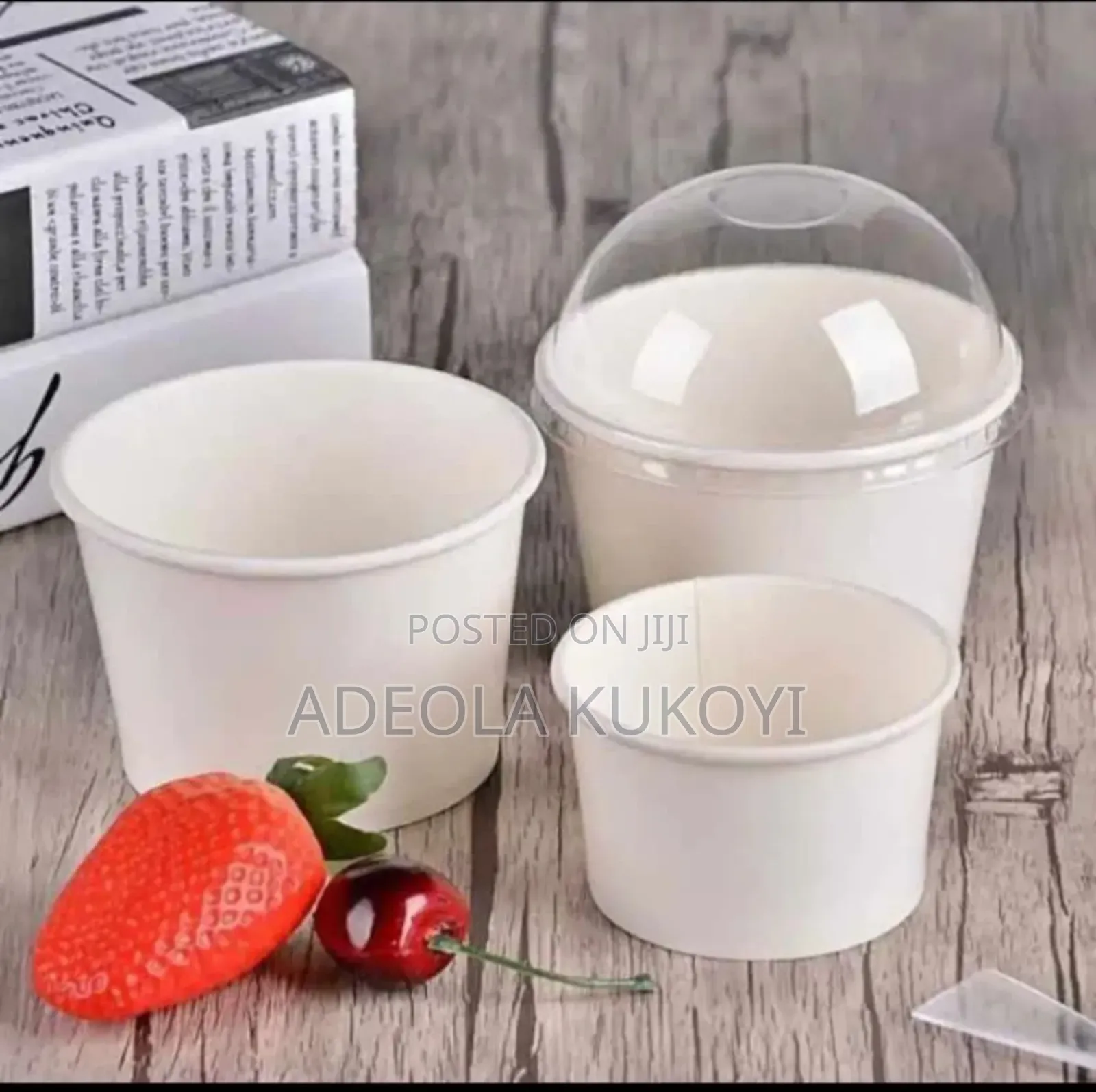 50 Pieces of Paper Ice Cream Cup With Dome Lid