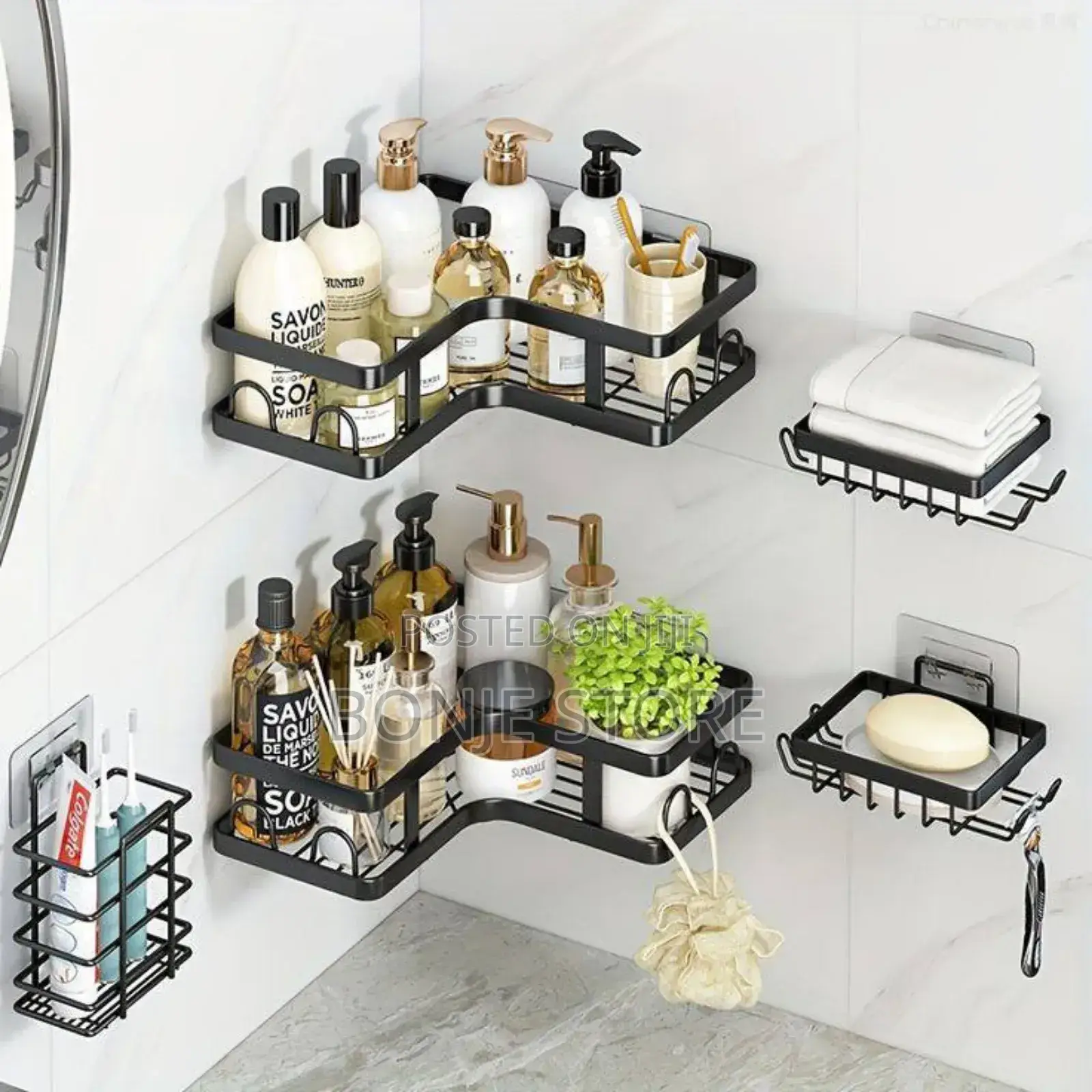 5in1 Corner Shower Caddy Bathroom/Toilet Self Adhesive Racks