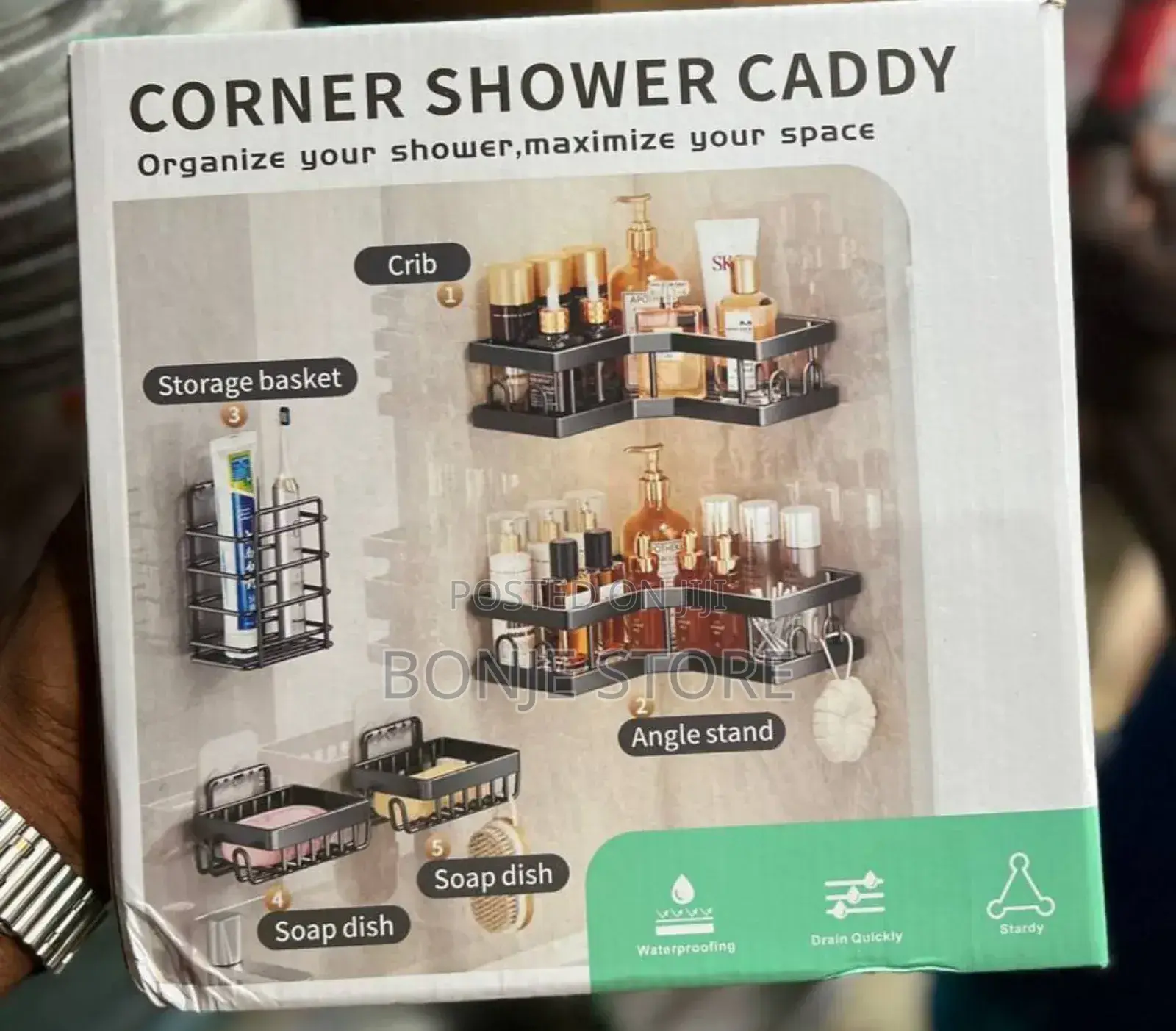 5in1 Corner Shower Caddy Bathroom/Toilet Self Adhesive Racks