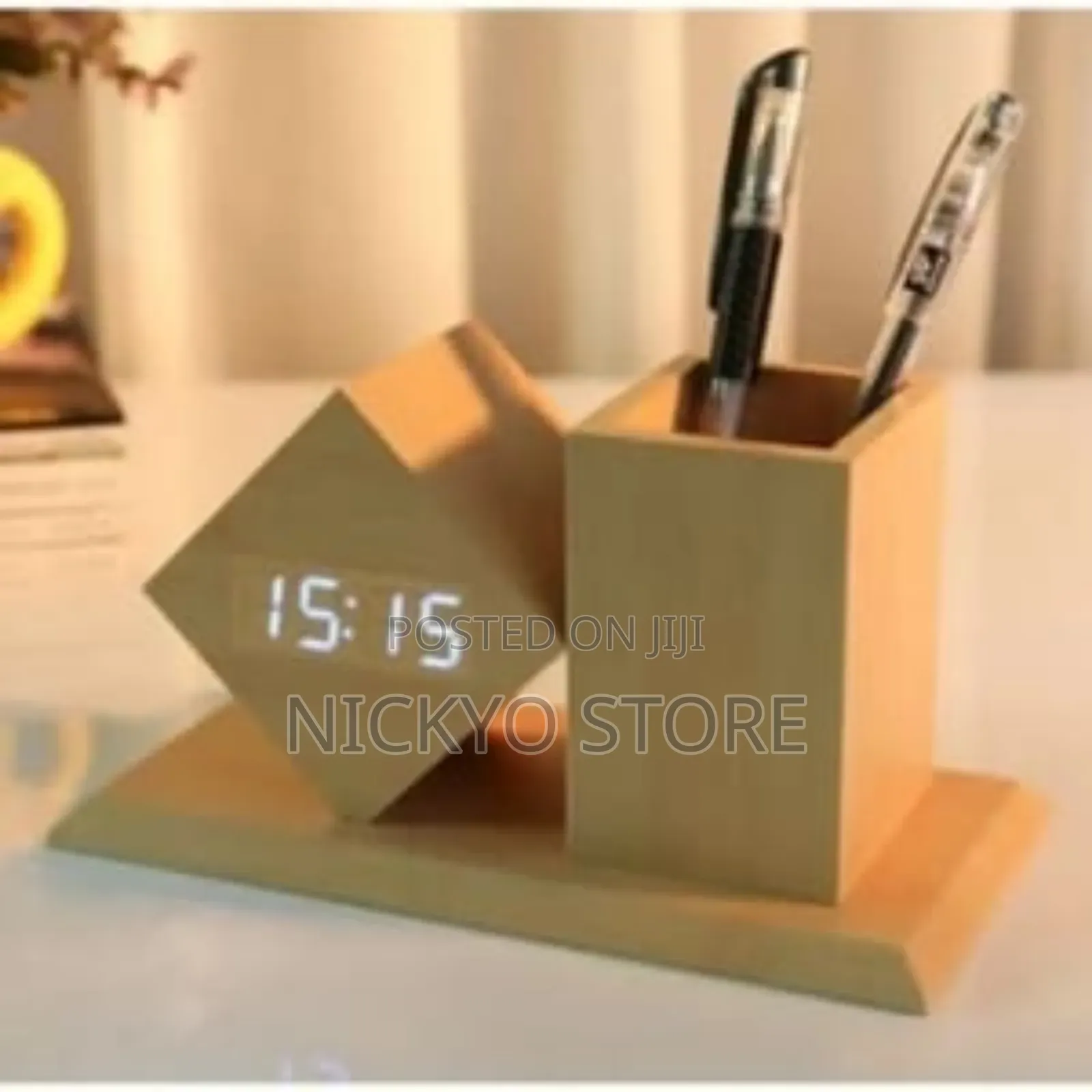 Modern Wooden Digital Desk Organizer Led Clock