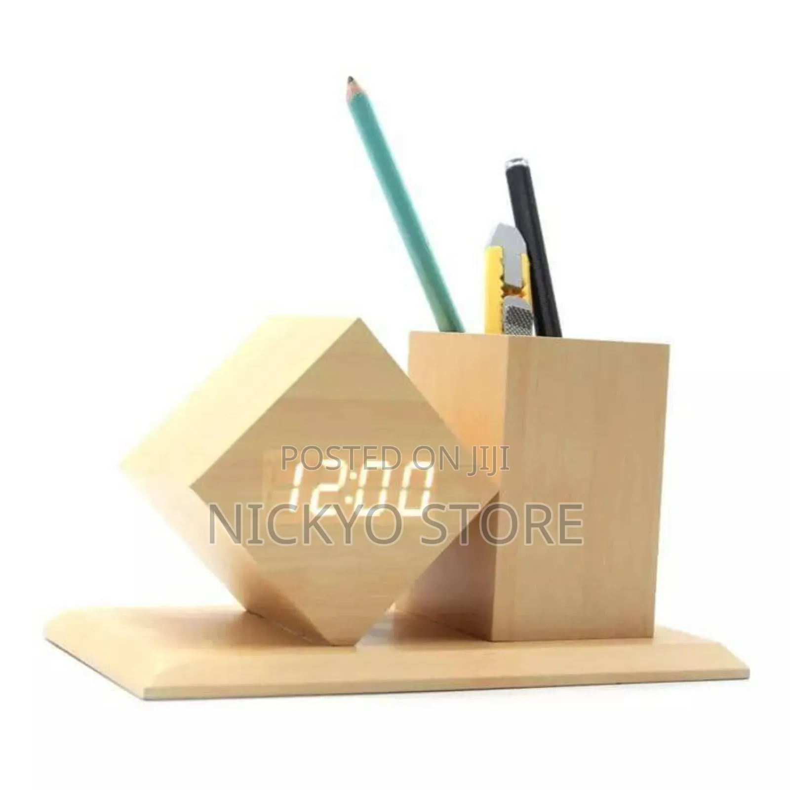 Modern Wooden Digital Desk Organizer Led Clock