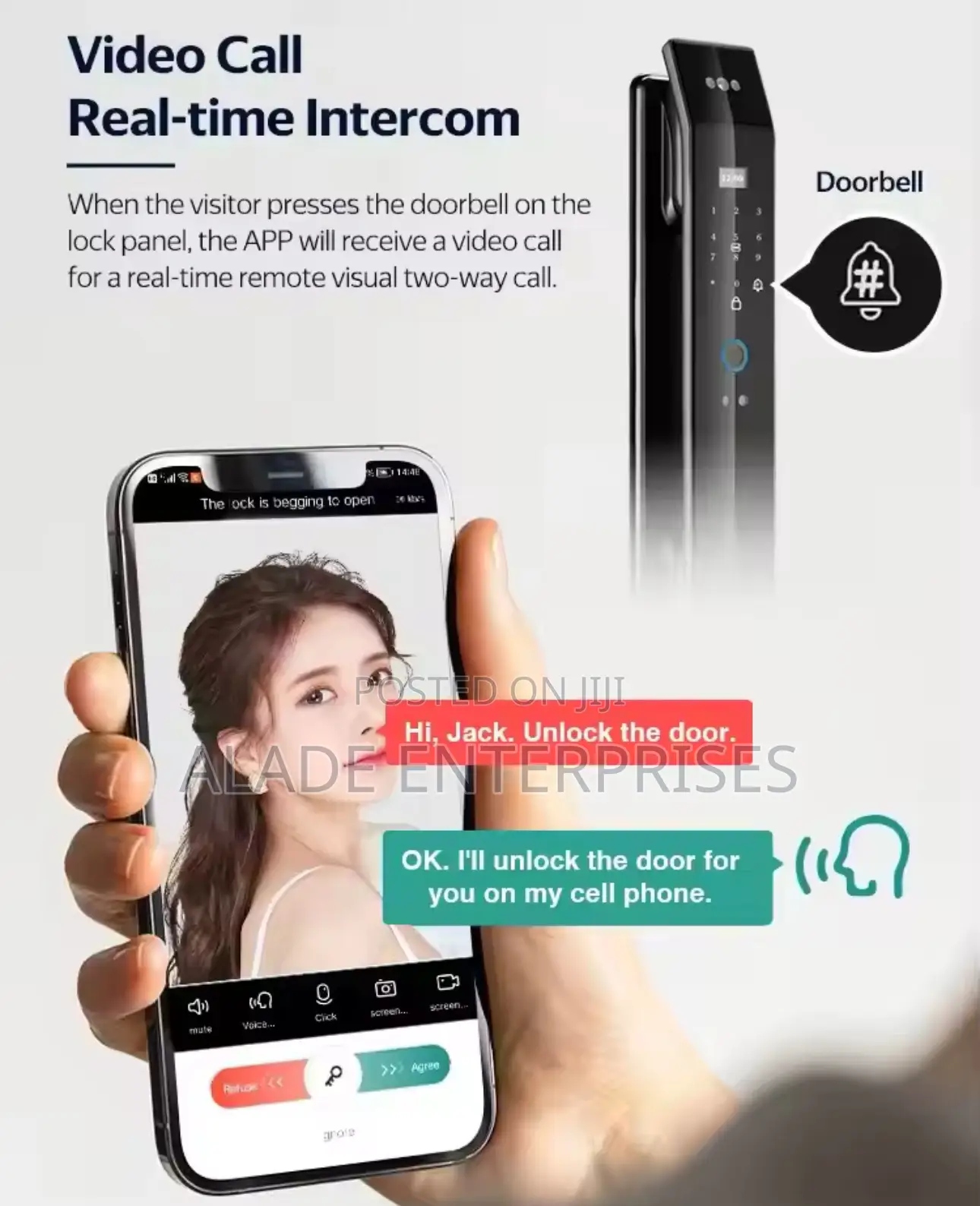 Video Intercom Digital Lock Camera 3d Face Recognition