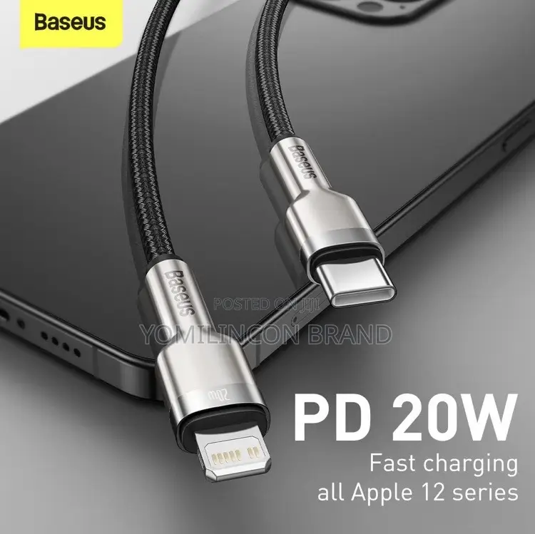 Baseus Cafule Metal Cable Usb-C to Lightning Pd20w Black