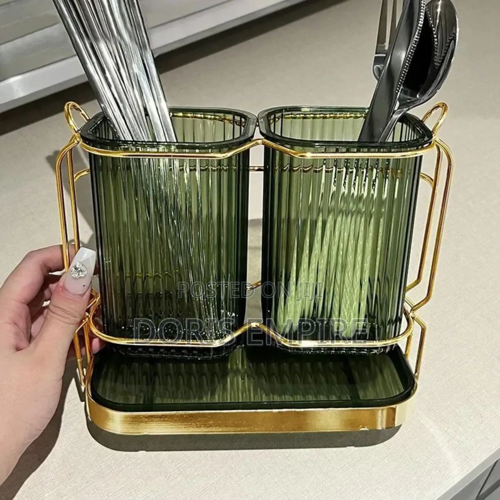 Luxury Double Stainless Gold Cutlery Rack