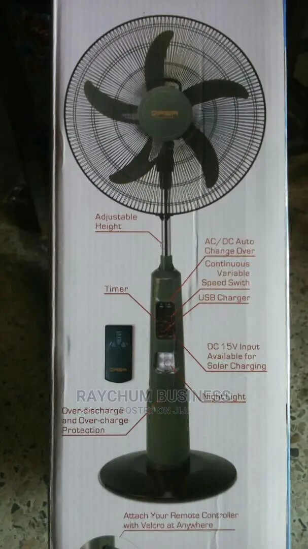 Qasa Qlink 18inches Rechargeable Fan .Solar Suported.