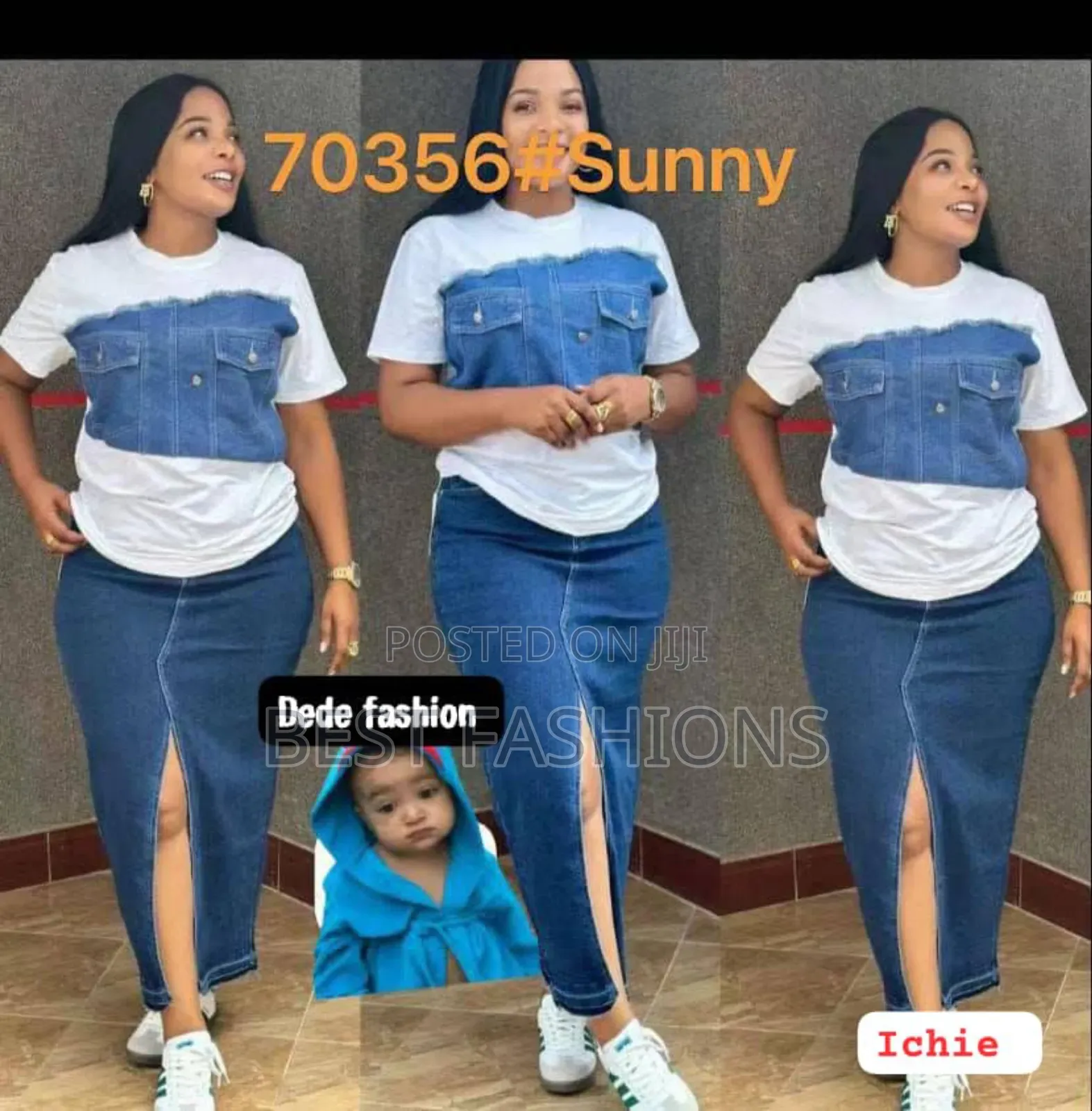 Quality Ladies 2 Piece Jean Skirt and Top