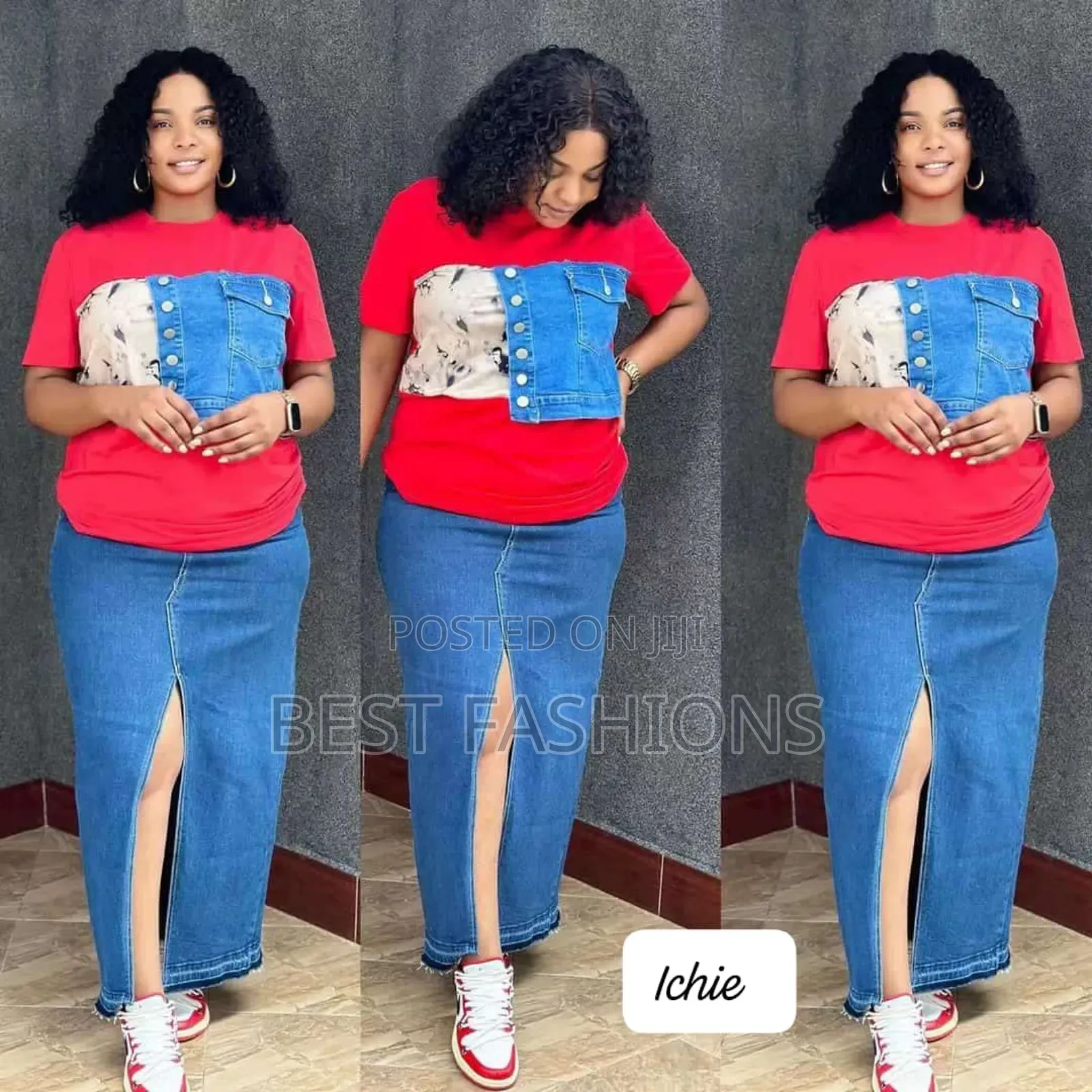 Quality Ladies 2 Piece Jean Skirt and Top
