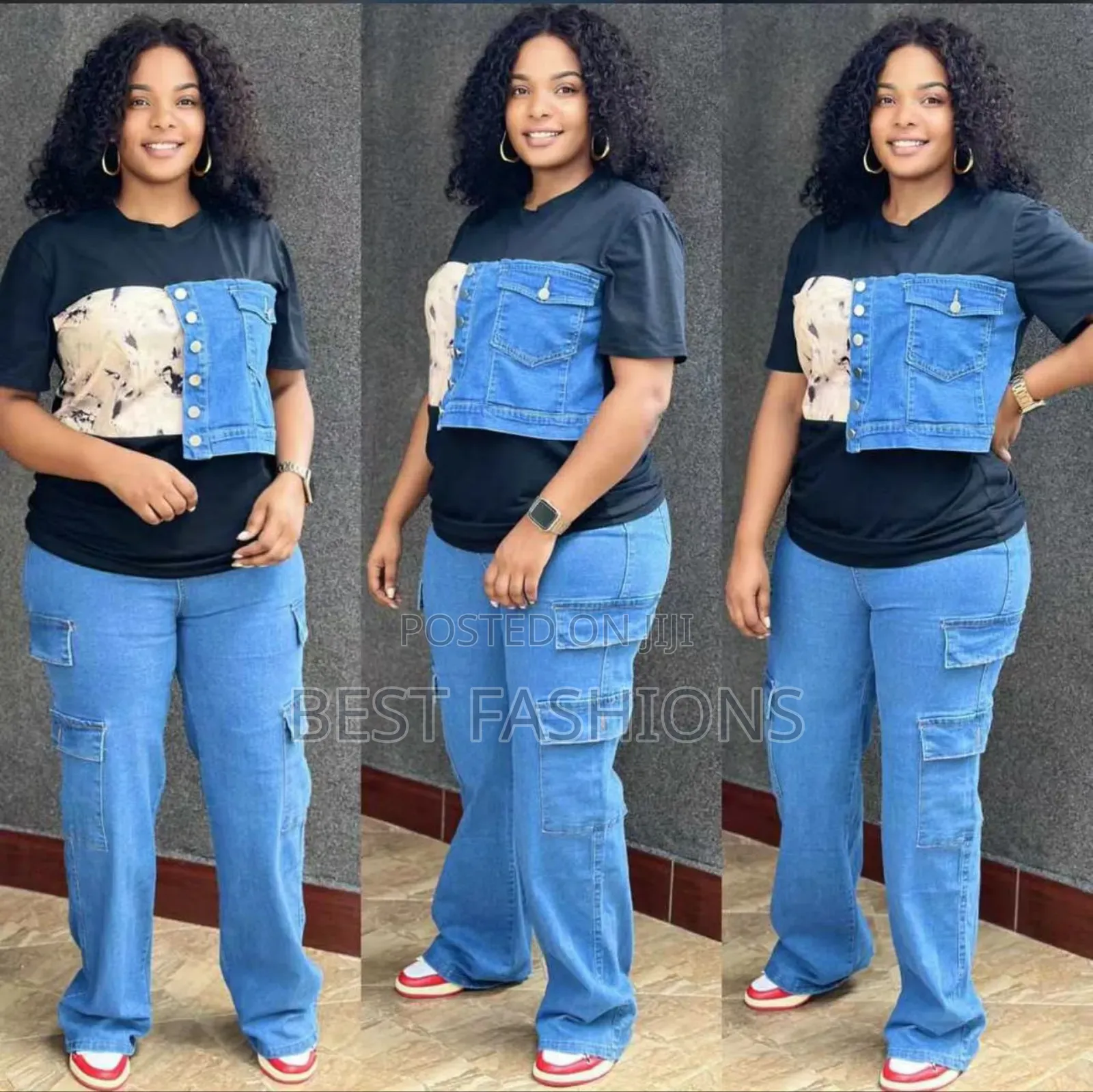 Trendy Ladies Blue Jeans 2 Piece Trousers