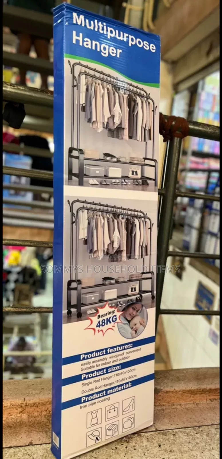 Double Pole Cloth Hanger With 2layers Shoe Rack