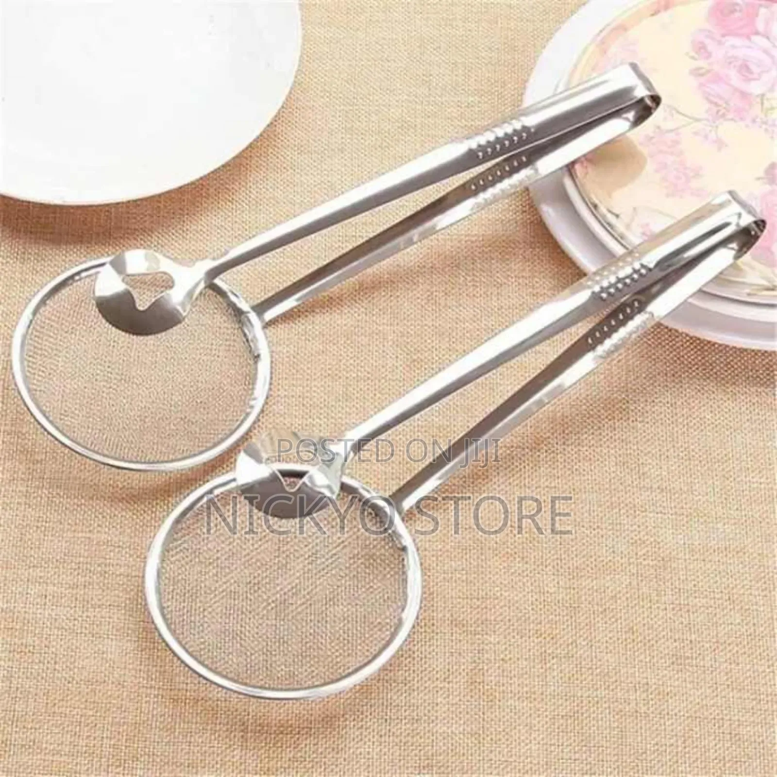 Stainless Steel Deep Frying Tongs With Strainer