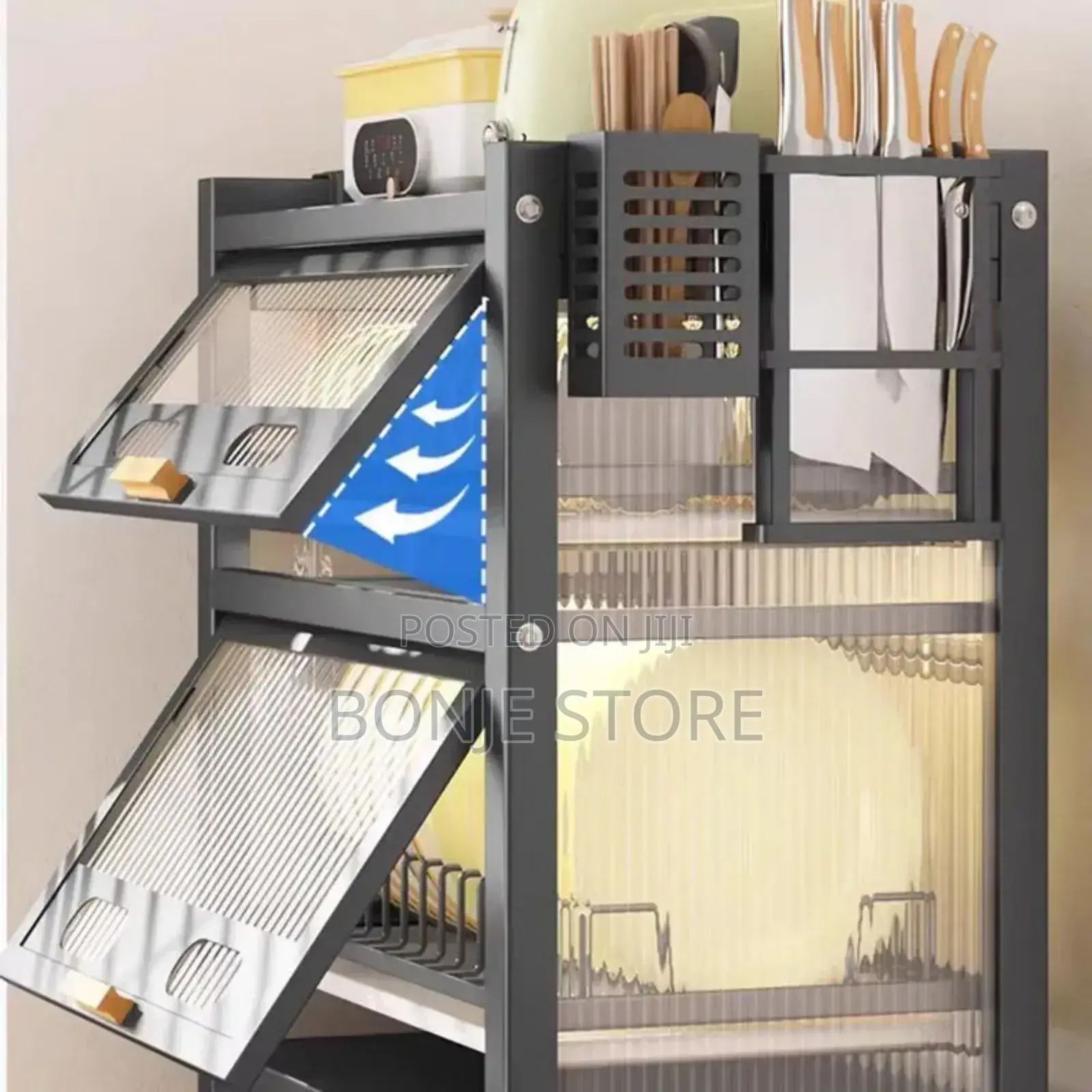 Luxury Kitchen Buffet Laden Plate Dish Rack Shelf Drawers
