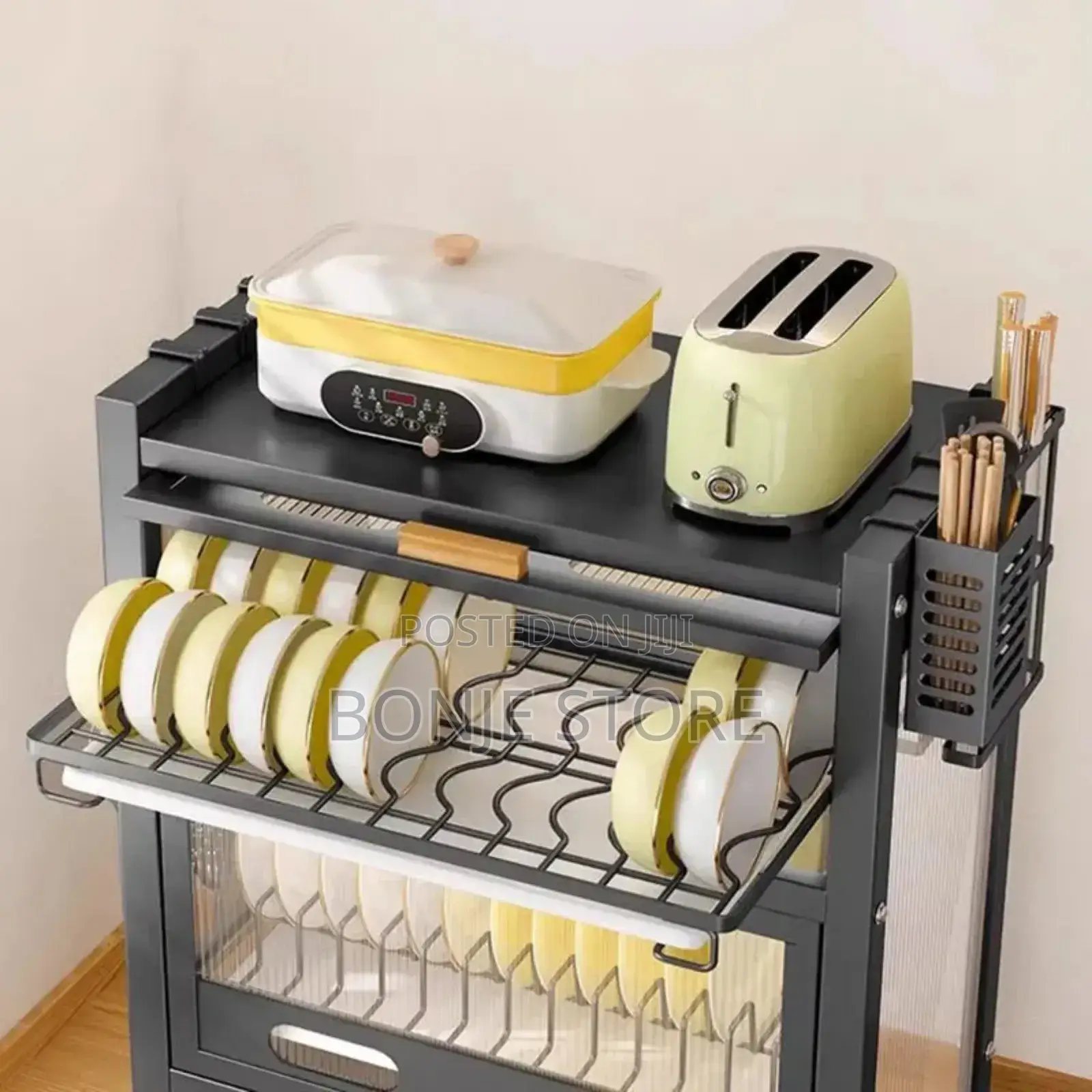 Luxury Kitchen Buffet Laden Plate Dish Rack Shelf Drawers