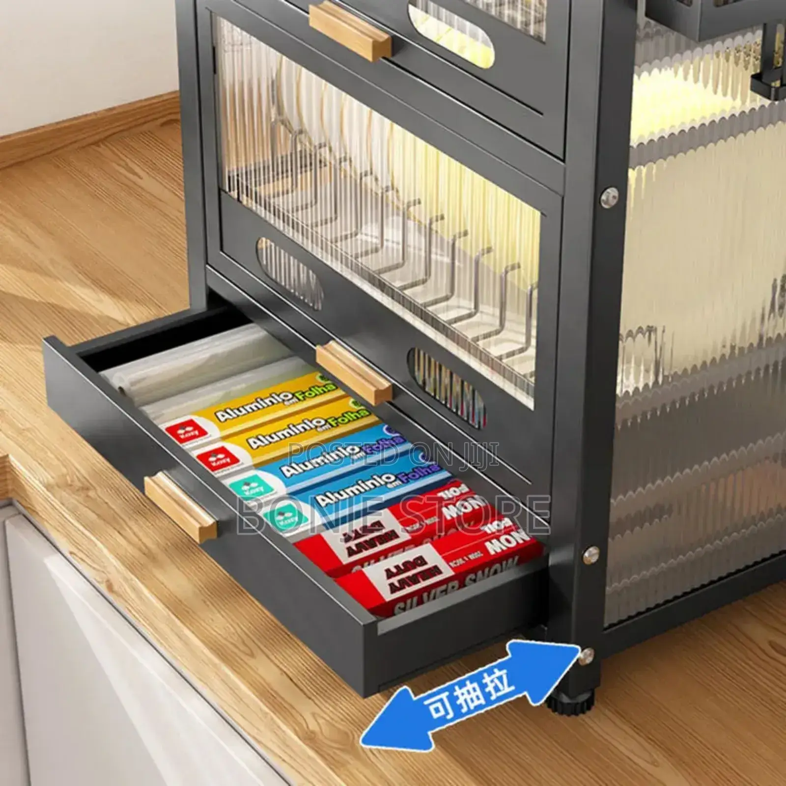 Luxury Kitchen Buffet Laden Plate Dish Rack Shelf Drawers