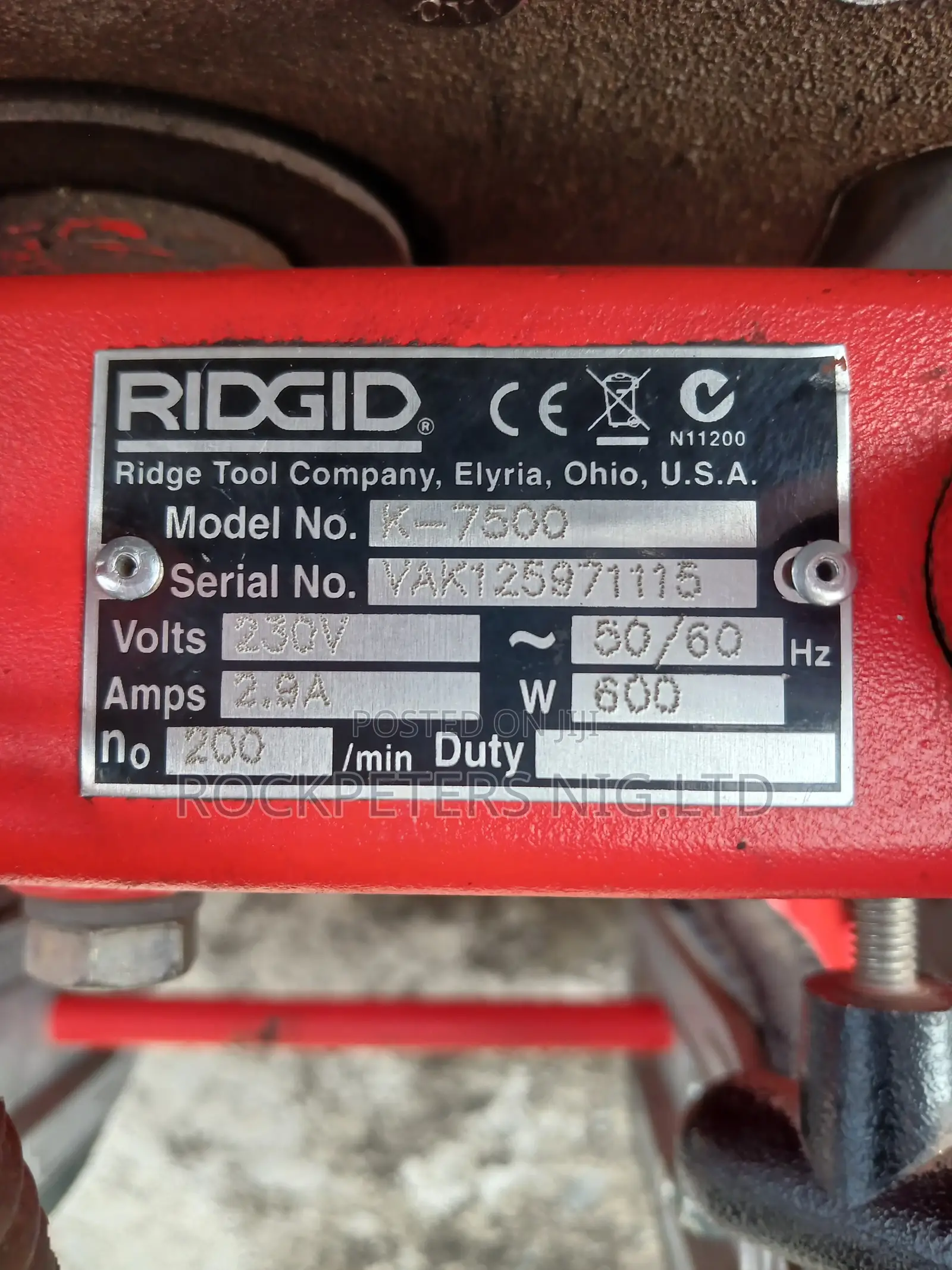 Ridgid K-7500 Drain Cleaner Autofeed 3/4" Pigtail *No Cable*59562