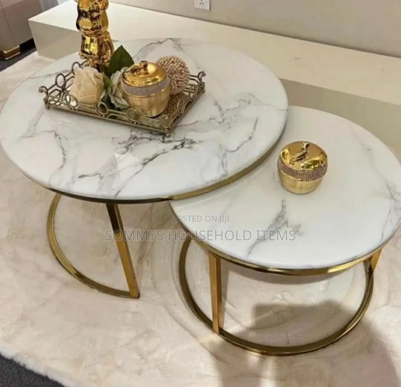 Real Marble Top 2in1 Center Table. Size (70x50cm)