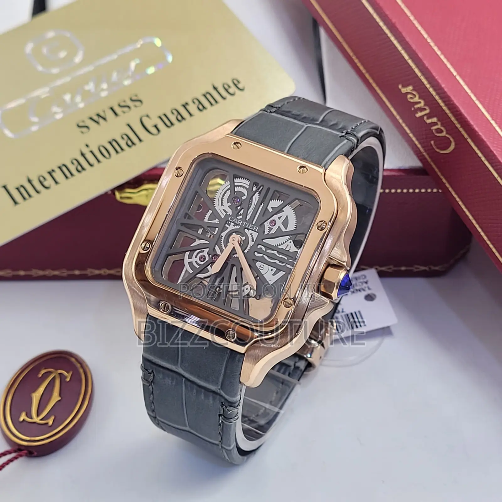 Original Cartier Mechanical Black Leather Strap Watch