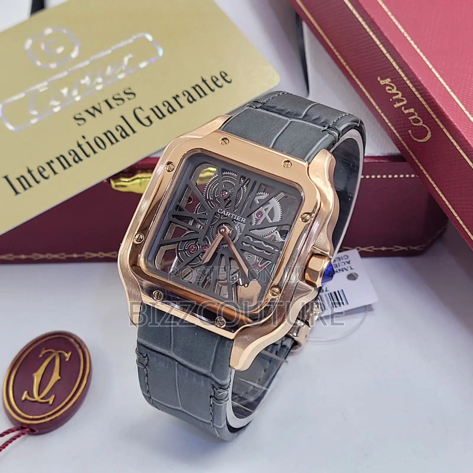 Original Cartier Mechanical Black Leather Strap Watch