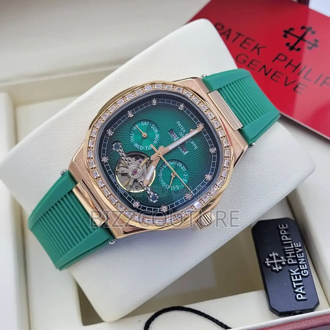 Original Patek Philippe Chronograph Green Rubber Watch