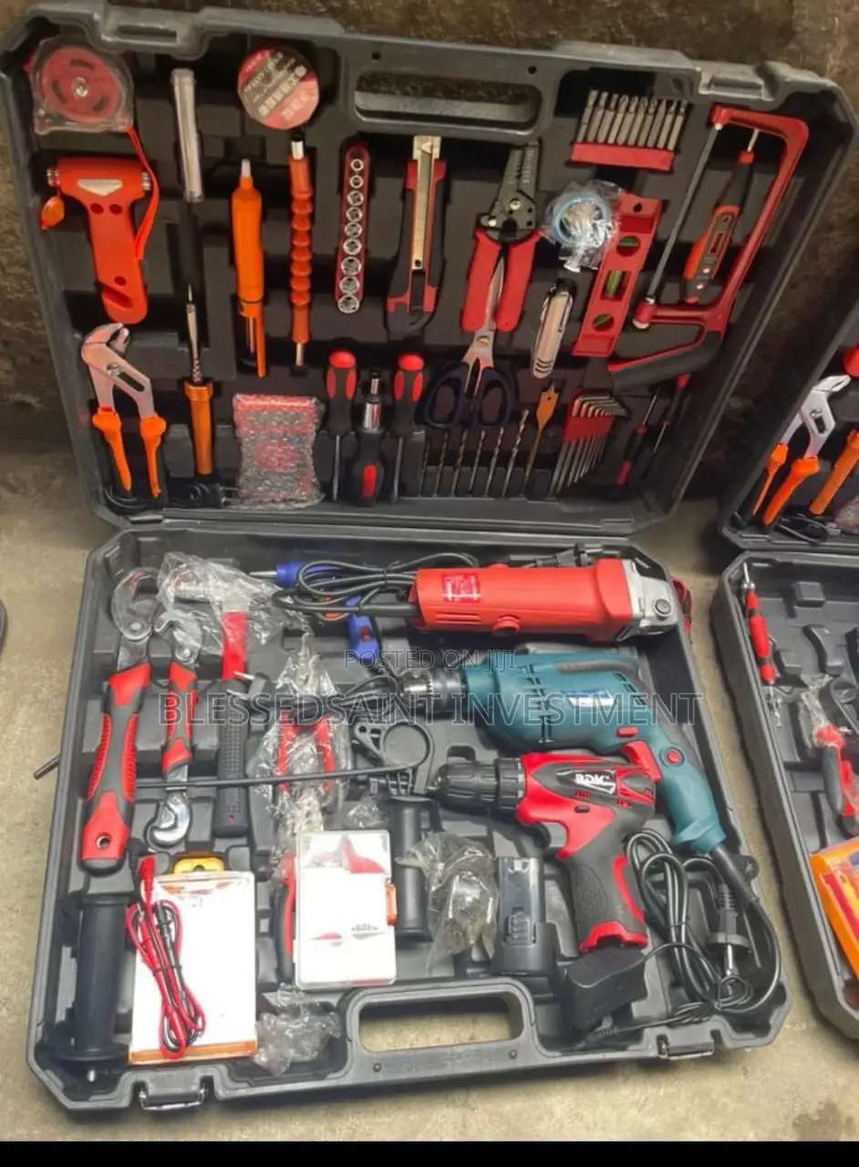 Complete Tools Boxs Set With Grinder,Drill Screw Machines