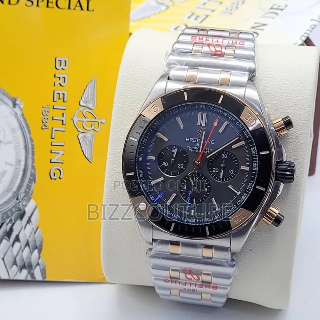 Original Breitling 1884 Chronograph Silver Chain Watch