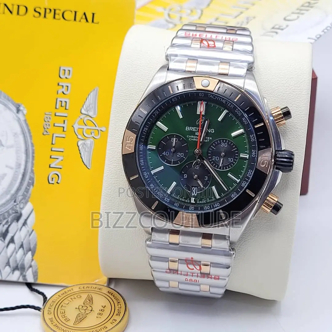 Original Breitling 1884 Chronograph Silver Chain Watch