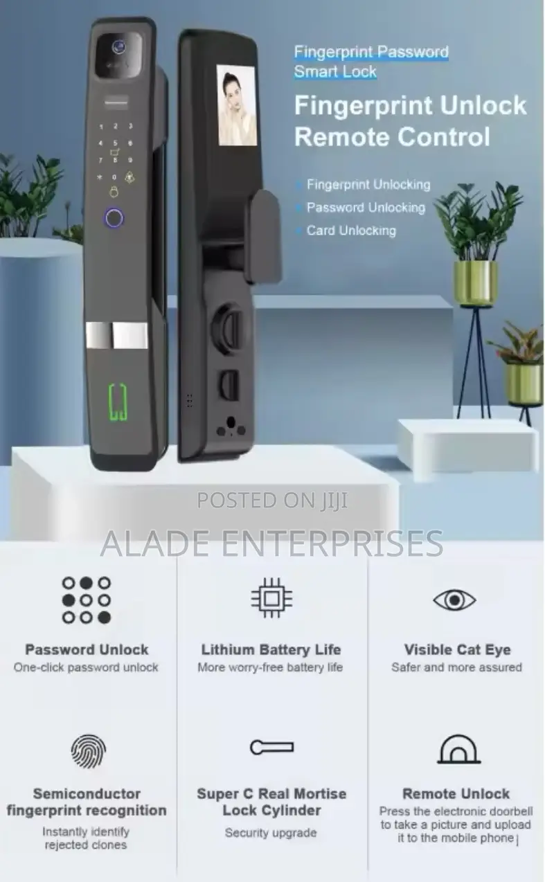 2024 Wifi Face Recognition Smart Door Lock With Inbuilt CCTV
