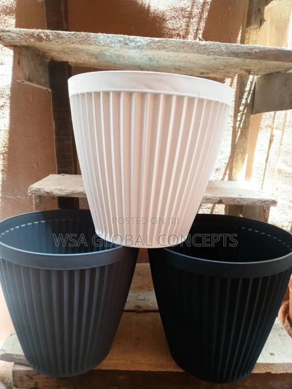 Line Vase Fiber Plastic Flower Pot