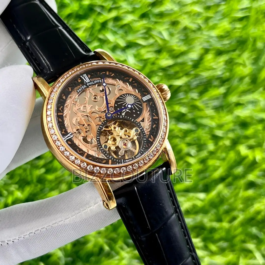 Original Patek Philippe Mechanical Black Leather Strap Watch