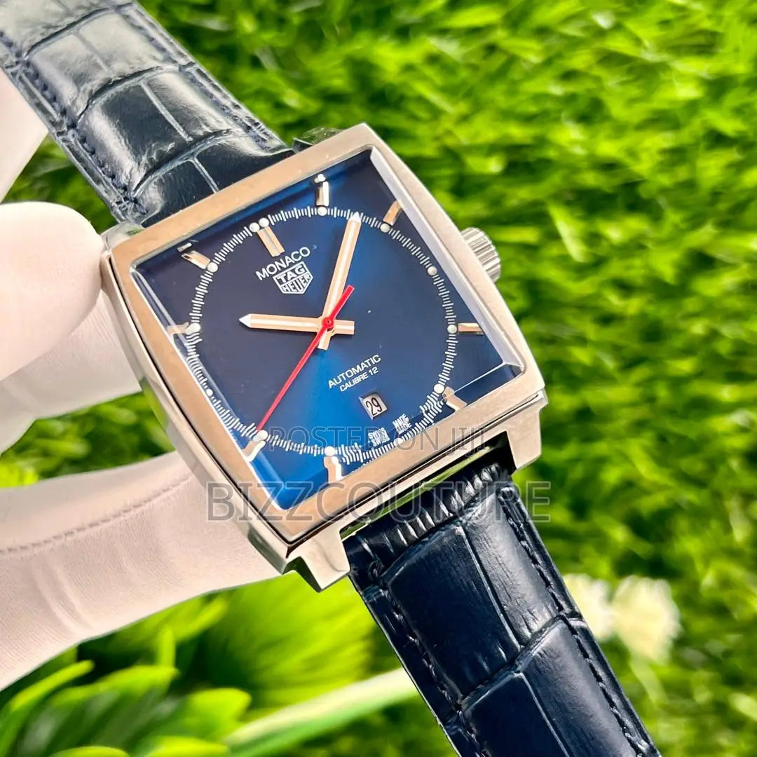 Original Monaco Tag Heuer Black and Blue Leather Watch