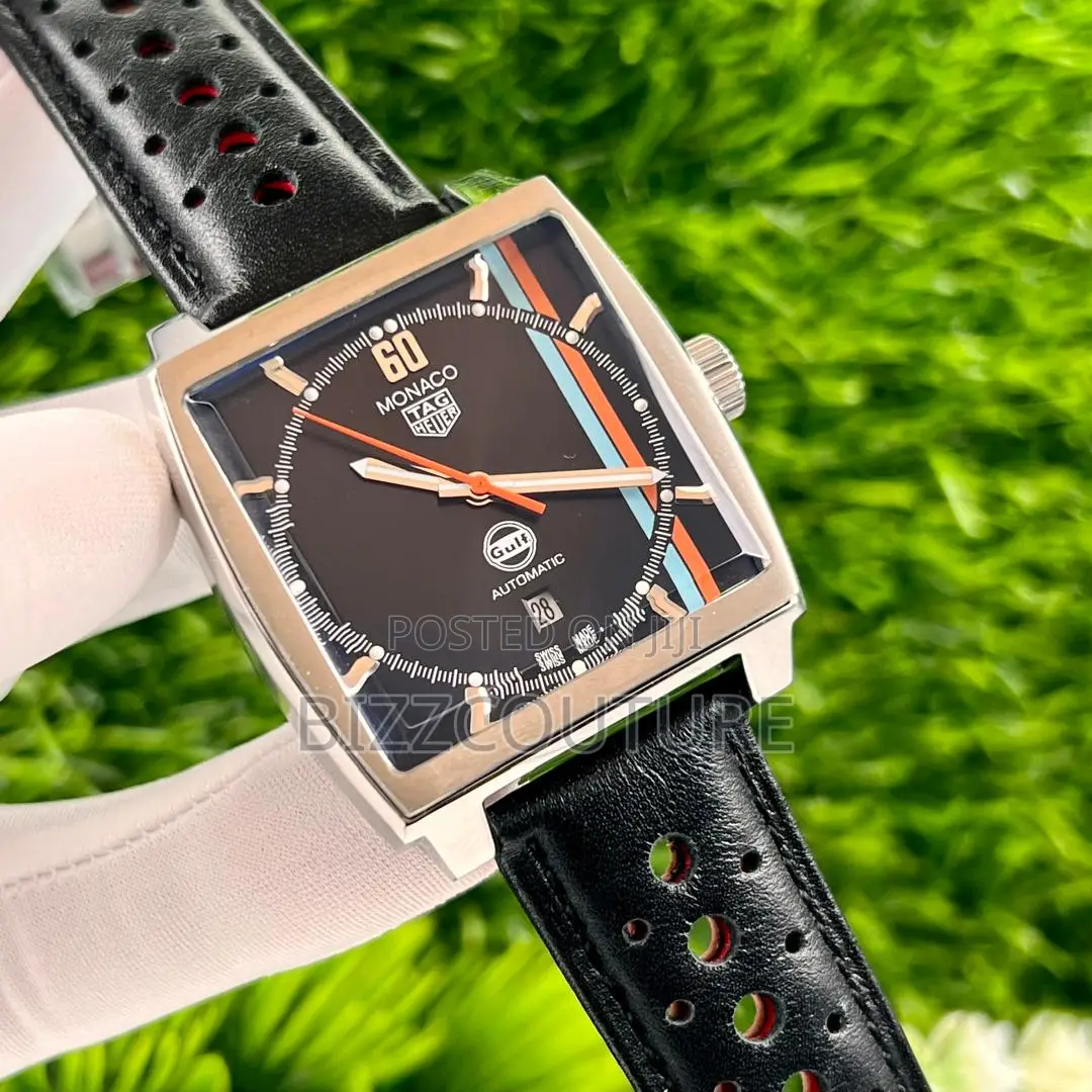 Original Monaco Tag Heuer Black and Blue Leather Watch